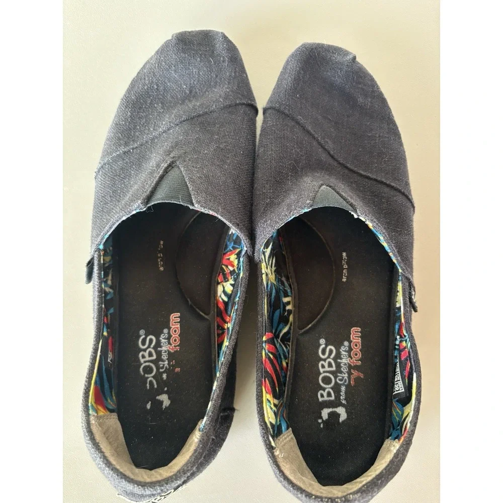 Skechers Bobs Shoes Womens 9 Highlights High Jinx Espadrille Loafer 34101 Black